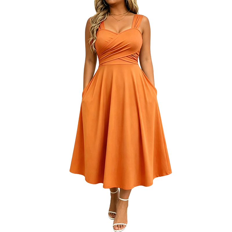 Amaina | Robe midi en A avec taille croisée