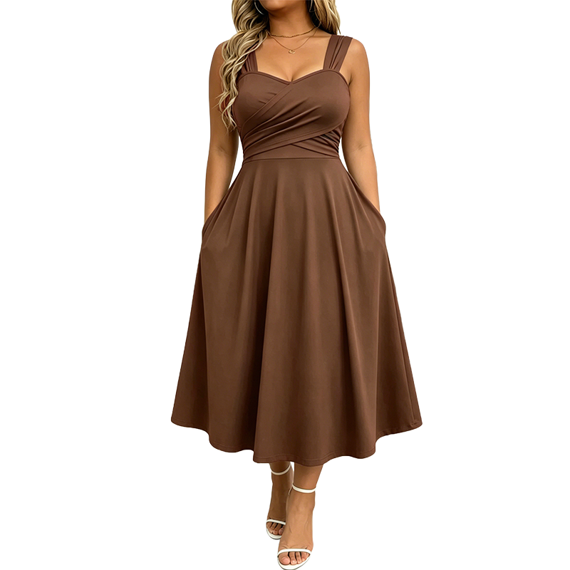 Amaina | Robe midi en A avec taille croisée
