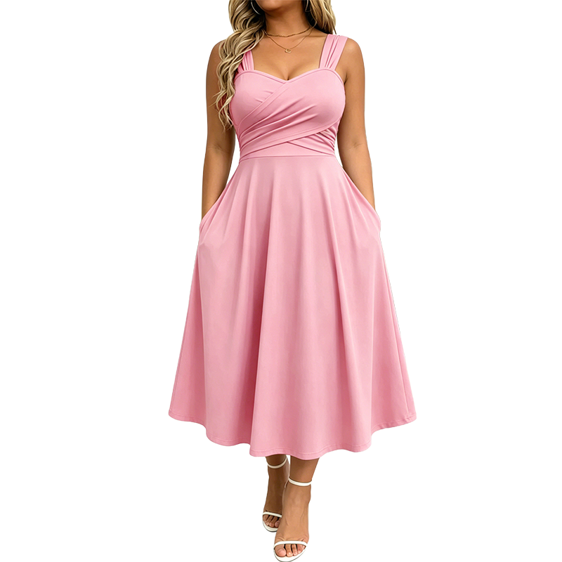 Amaina | Robe midi en A avec taille croisée