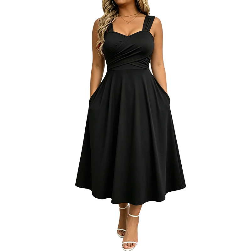 Amaina | Robe midi en A avec taille croisée