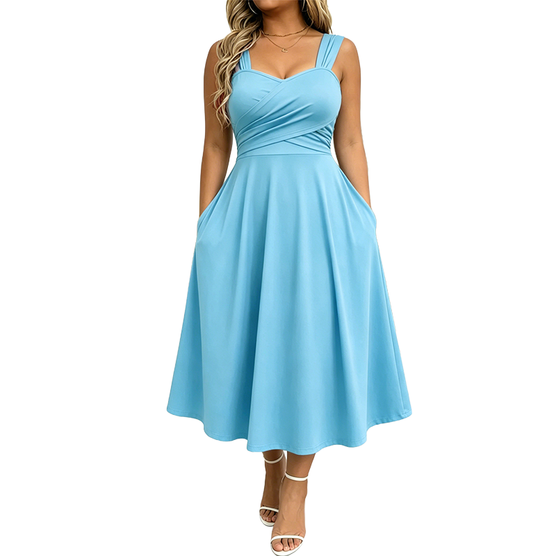 Amaina | Robe midi en A avec taille croisée