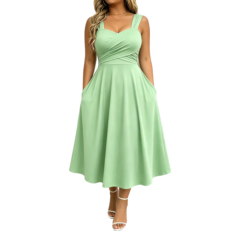 Amaina | Robe midi en A avec taille croisée