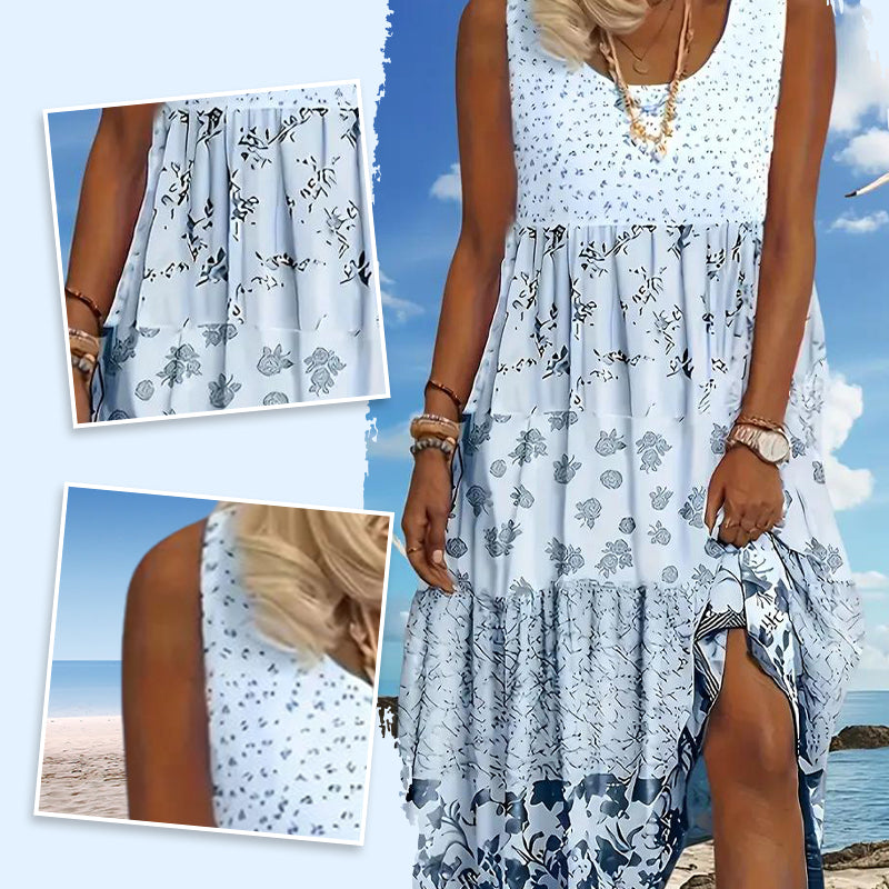 Euwena | Robe fluide sans manches au style vintage-bohème