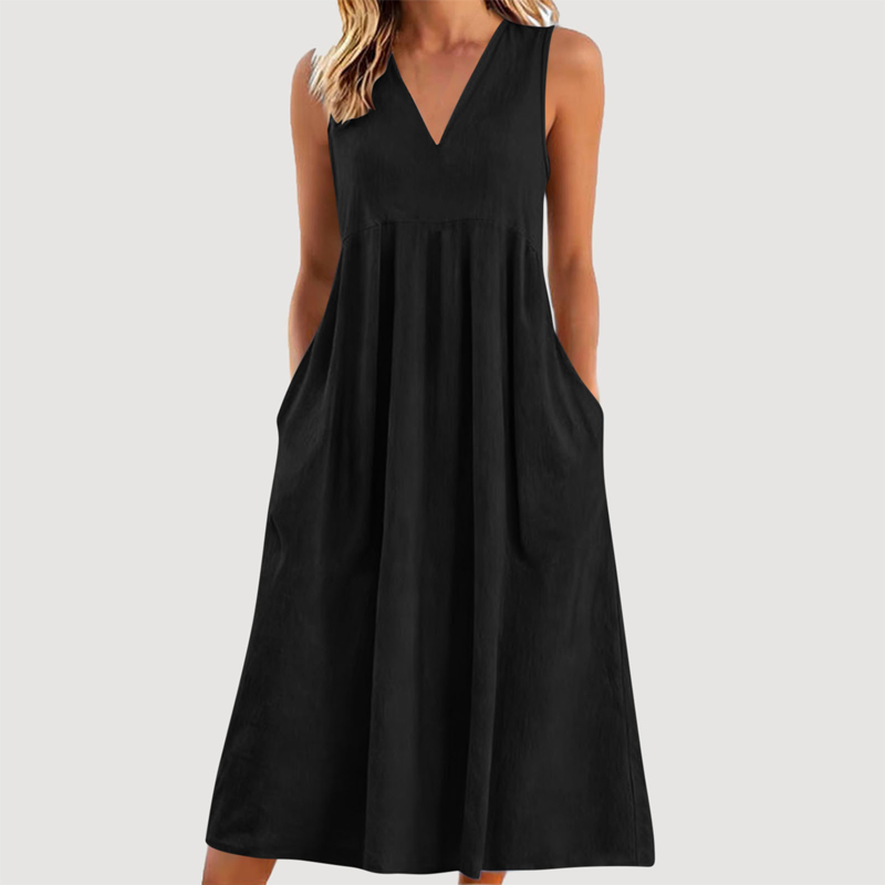 Roxyl | Robe midi sans manches avec jupe évasée