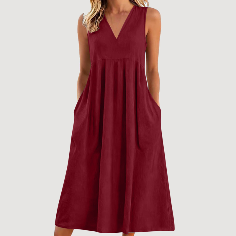 Roxyl | Robe midi sans manches avec jupe évasée