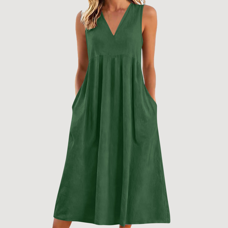Roxyl | Robe midi sans manches avec jupe évasée