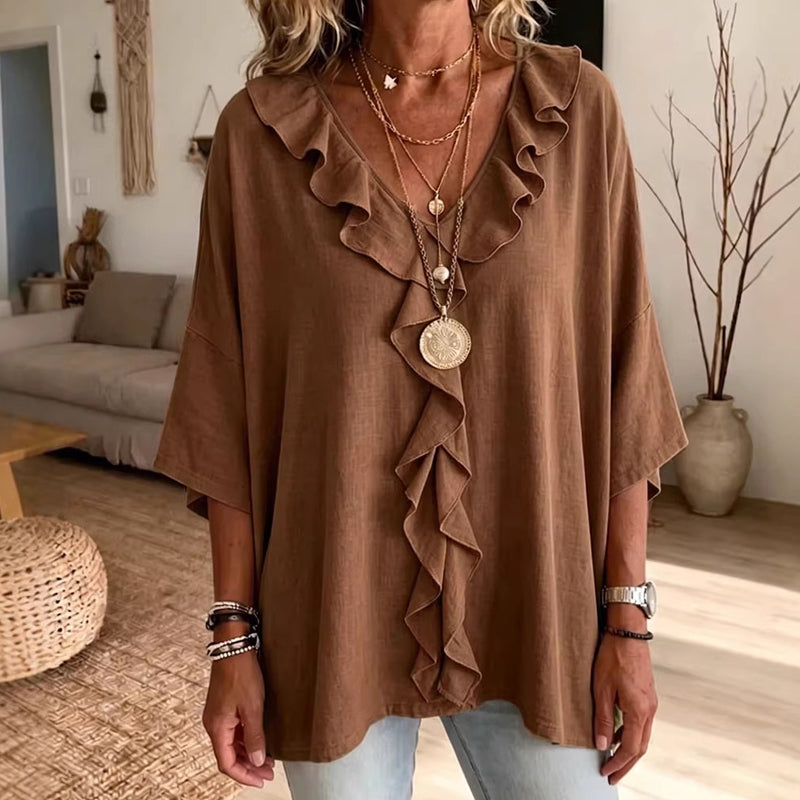 Coelie | Blouse élégante à coupe décontractée avec volants tombants