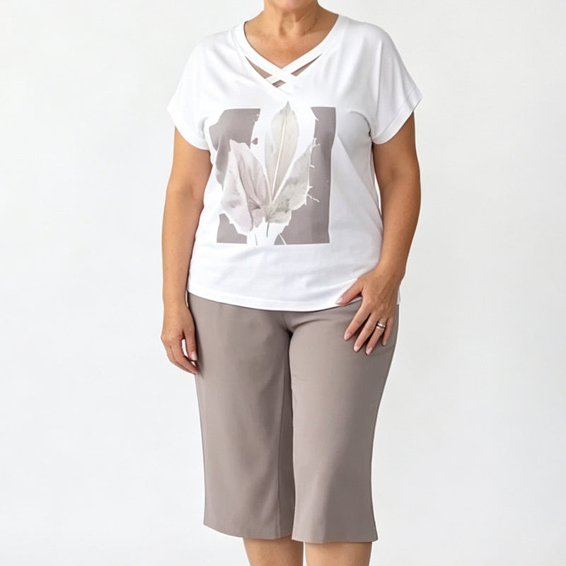 Lorevina | Ensemble élégant avec top à décolleté en V et pantalon Capri