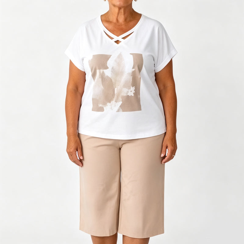 Lorevina | Ensemble élégant avec top à décolleté en V et pantalon Capri