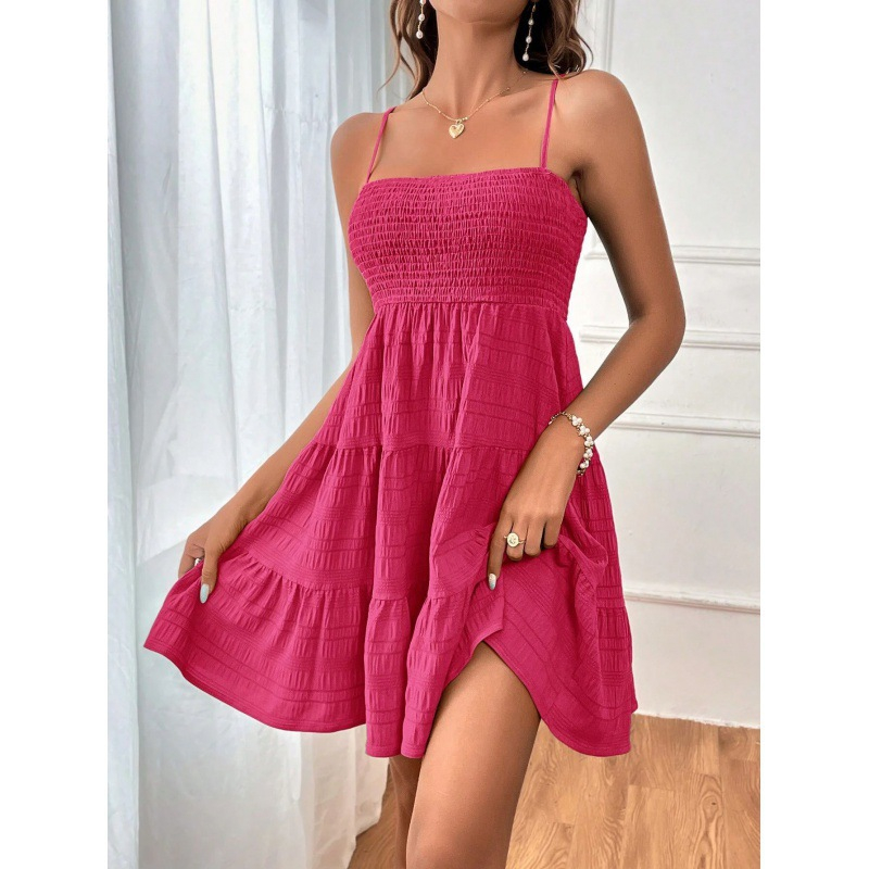 Sourez | Robe à smocks aérienne avec bretelles spaghetti