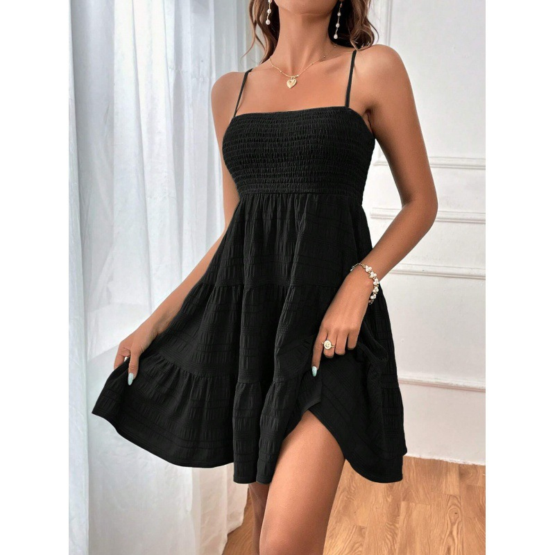 Sourez | Robe à smocks aérienne avec bretelles spaghetti