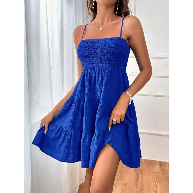 Sourez | Robe à smocks aérienne avec bretelles spaghetti