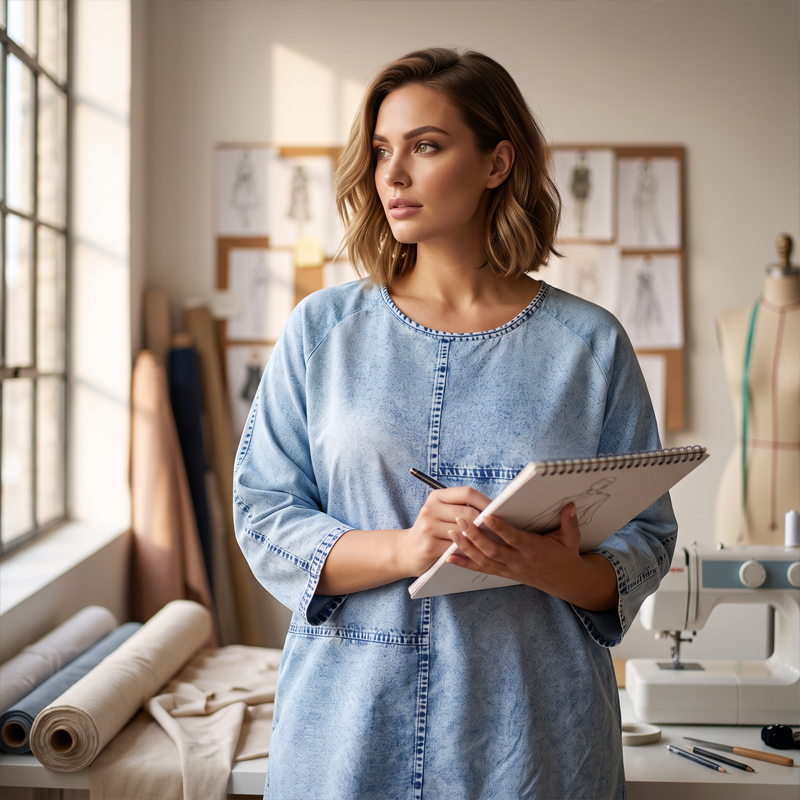 Eroucel | Chemise patchwork décontractée en denim