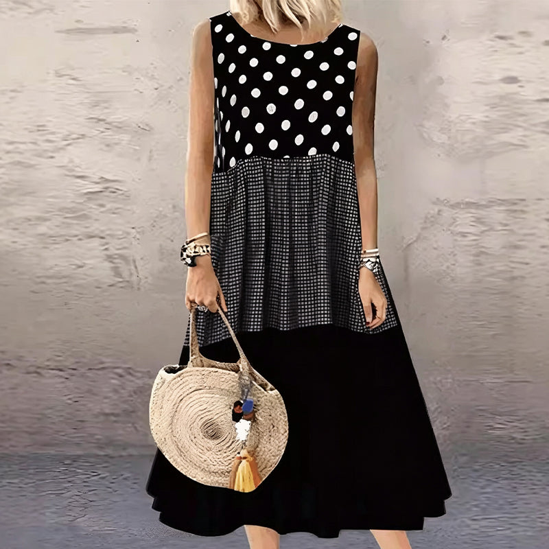 Delza | Robe midi sans manches en patchwork avec différents motifs