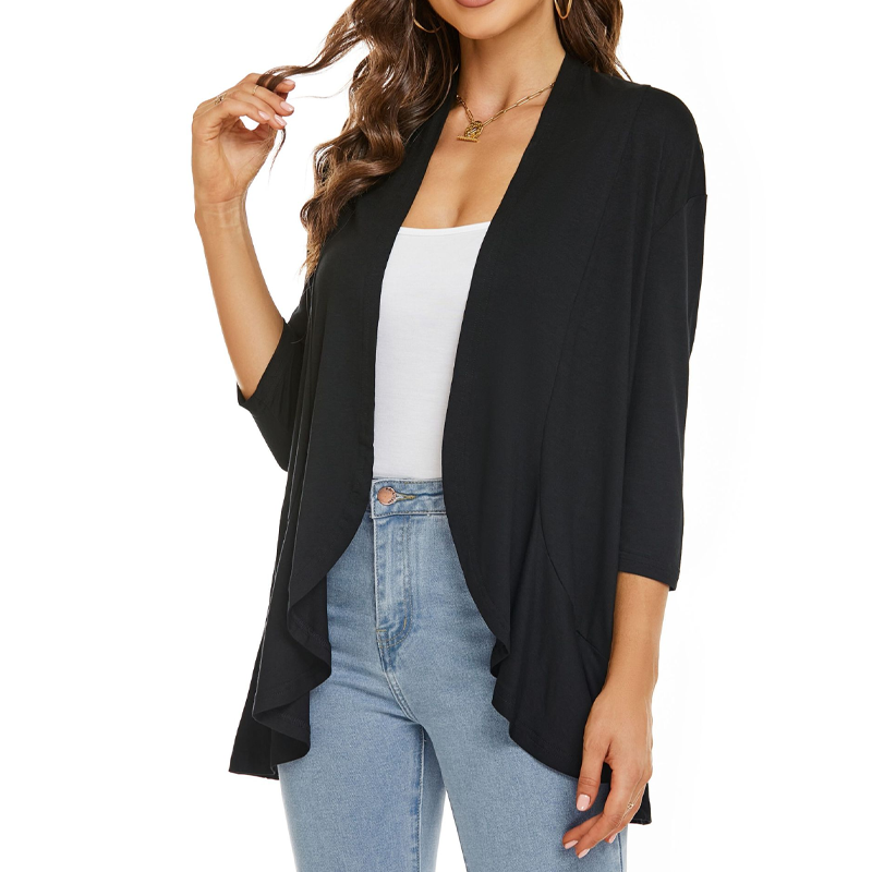 Rassel | Cardigan ouvert élégant avec des manches trois-quarts