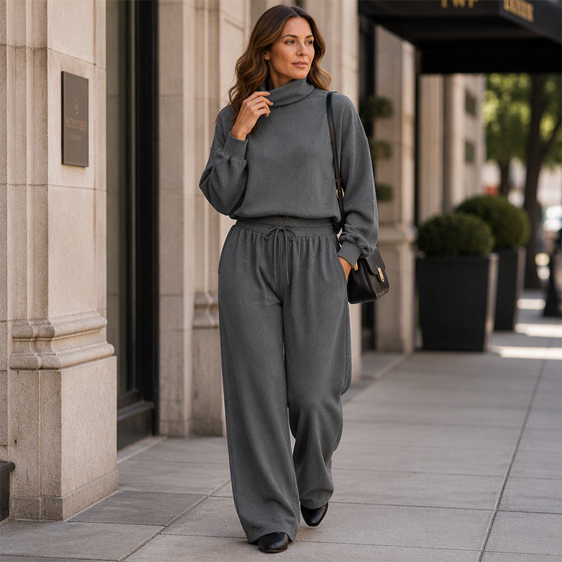 Sendie | Ensemble femme avec pull à col roulé et pantalon large