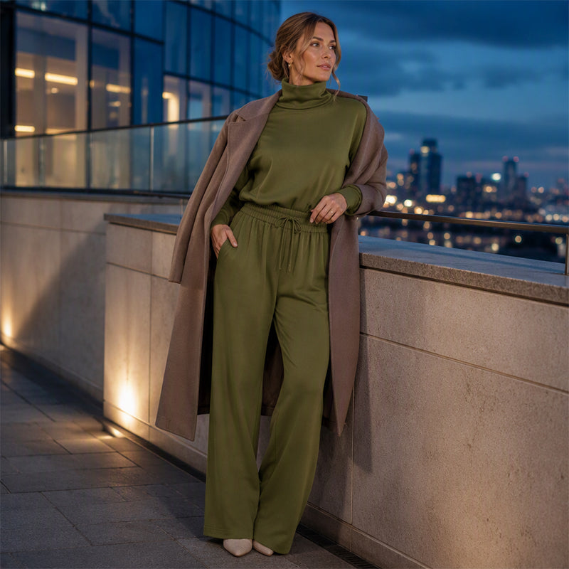 Sendie | Ensemble femme avec pull à col roulé et pantalon large
