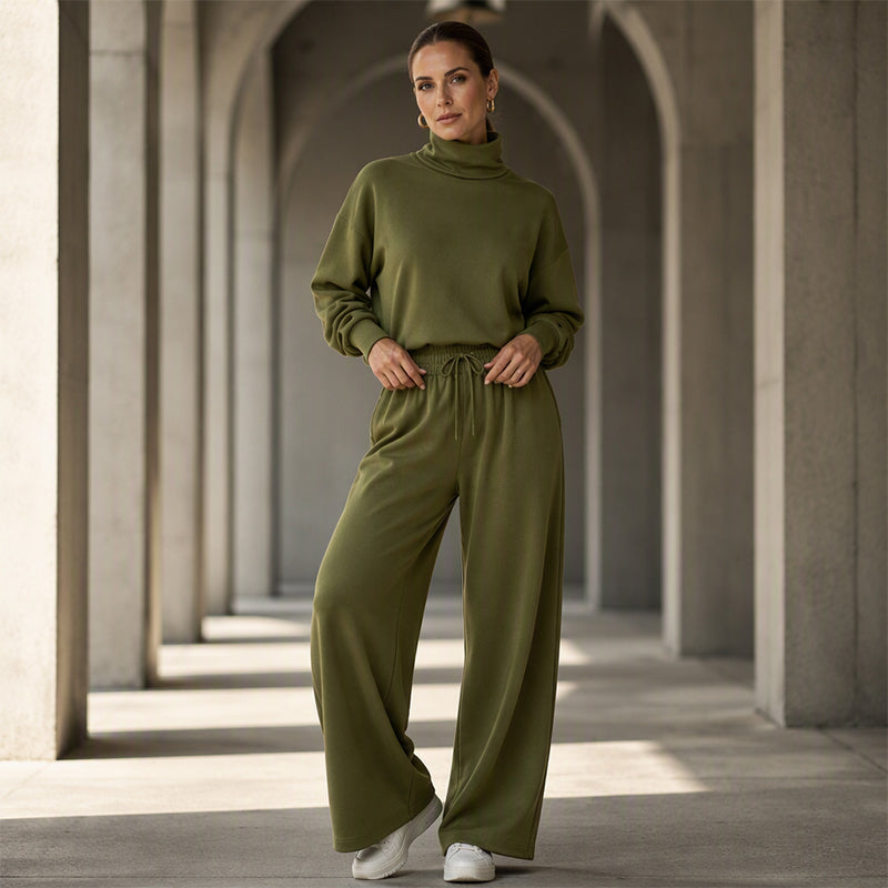 Sendie | Ensemble femme avec pull à col roulé et pantalon large
