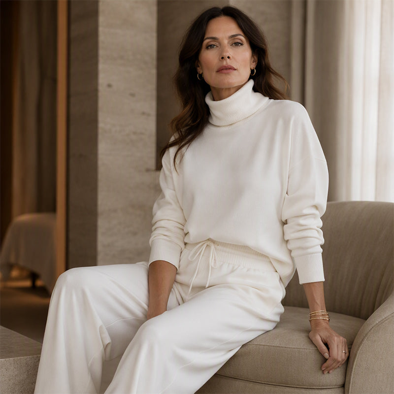 Sendie | Ensemble femme avec pull à col roulé et pantalon large