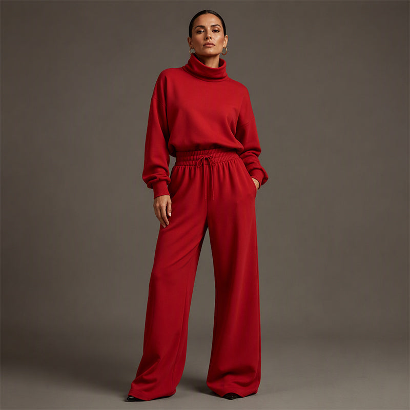 Sendie | Ensemble femme avec pull à col roulé et pantalon large