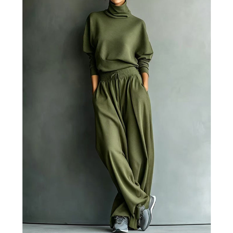 Sendie | Ensemble femme avec pull à col roulé et pantalon large