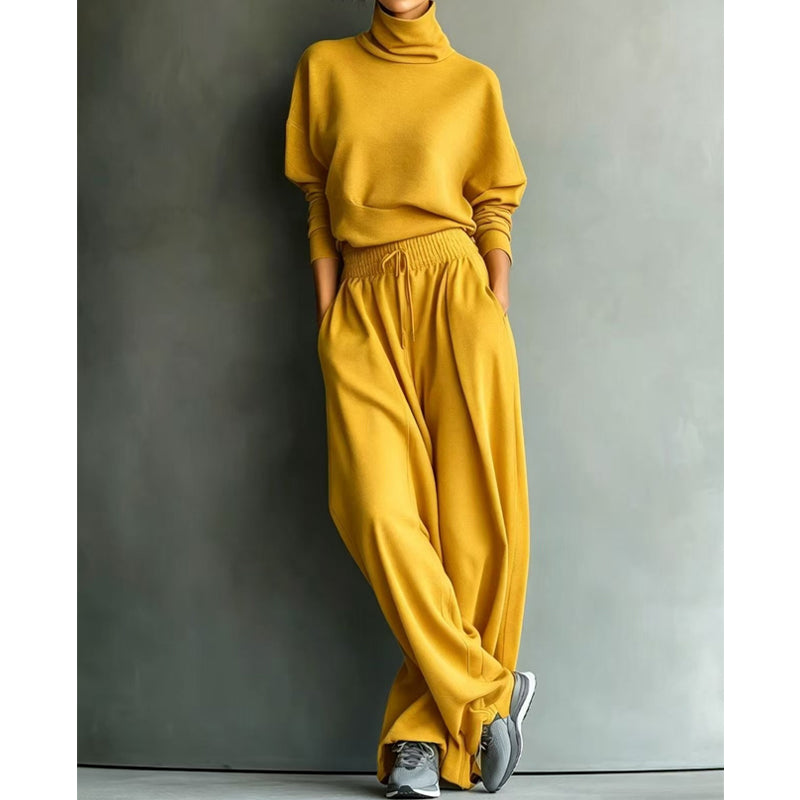 Sendie | Ensemble femme avec pull à col roulé et pantalon large