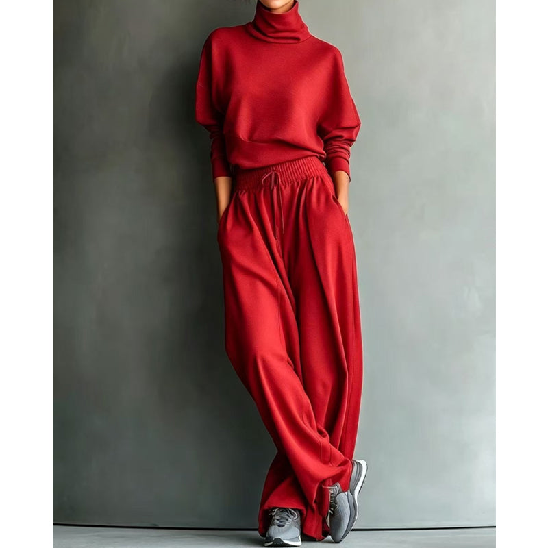 Sendie | Ensemble femme avec pull à col roulé et pantalon large