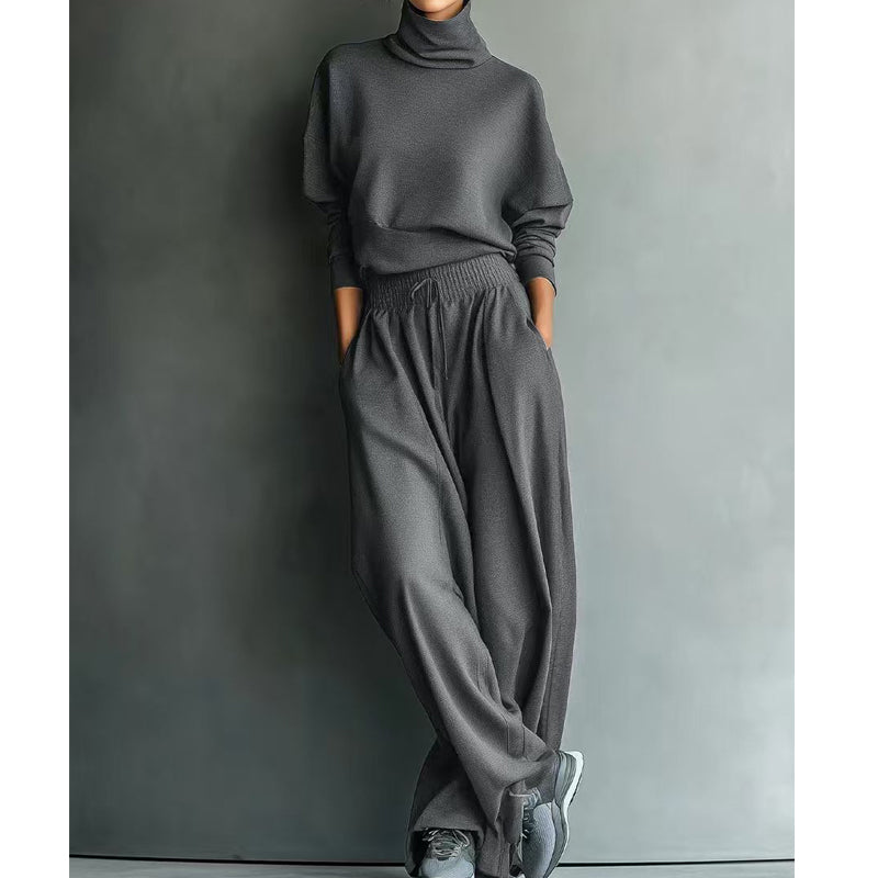 Sendie | Ensemble femme avec pull à col roulé et pantalon large
