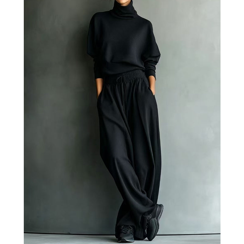 Sendie | Ensemble femme avec pull à col roulé et pantalon large