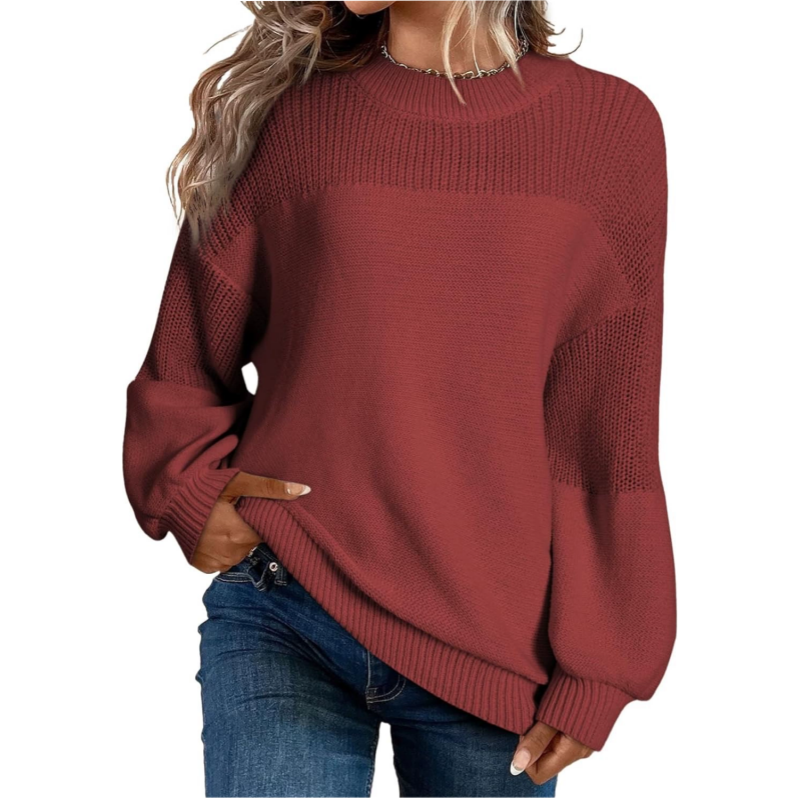 Pull femme en tricot doux à manches longues