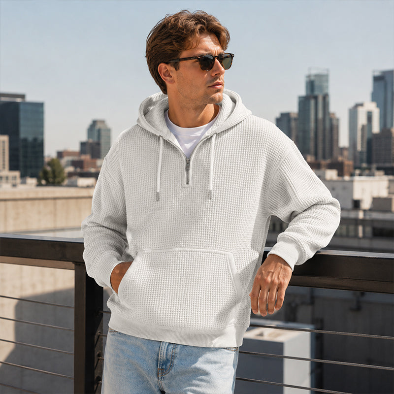 Eliashun | Hoodie en tricot pour hommes avec fermeture éclair courte
