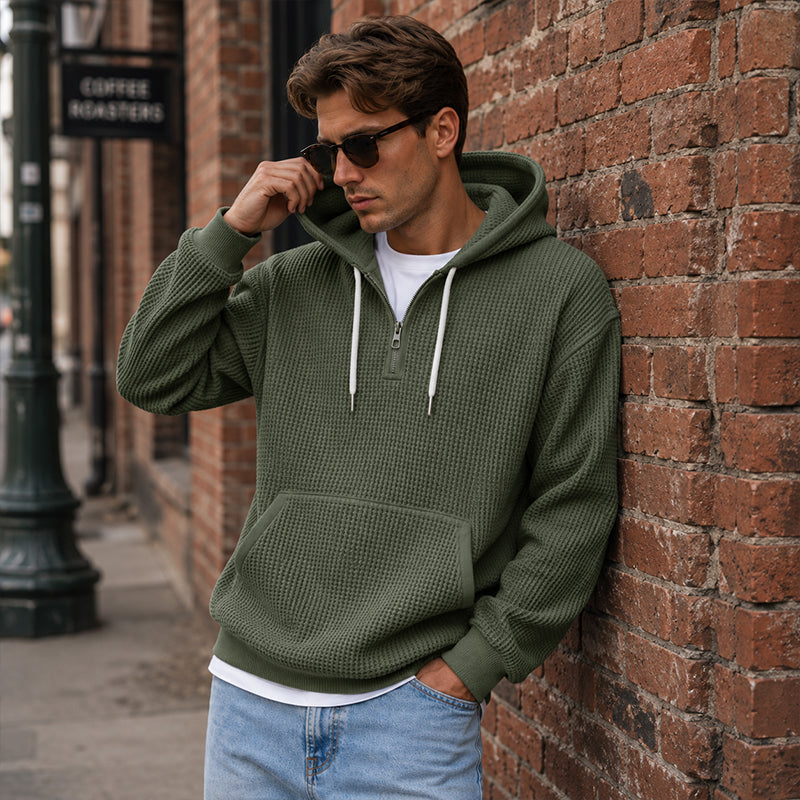 Eliashun | Hoodie en tricot pour hommes avec fermeture éclair courte