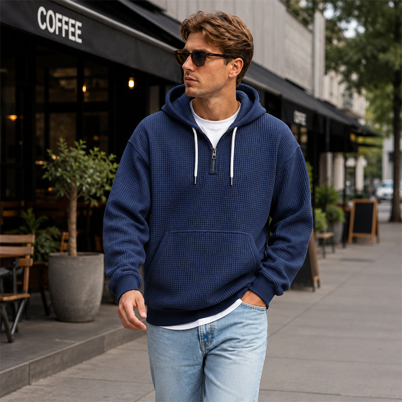 Eliashun | Hoodie en tricot pour hommes avec fermeture éclair courte