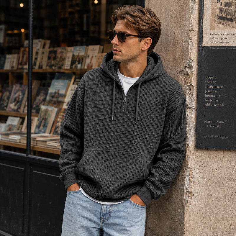 Eliashun | Hoodie en tricot pour hommes avec fermeture éclair courte
