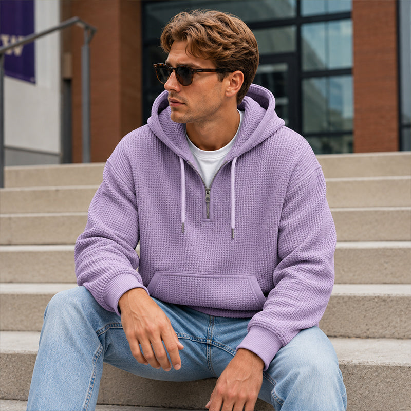 Eliashun | Hoodie en tricot pour hommes avec fermeture éclair courte