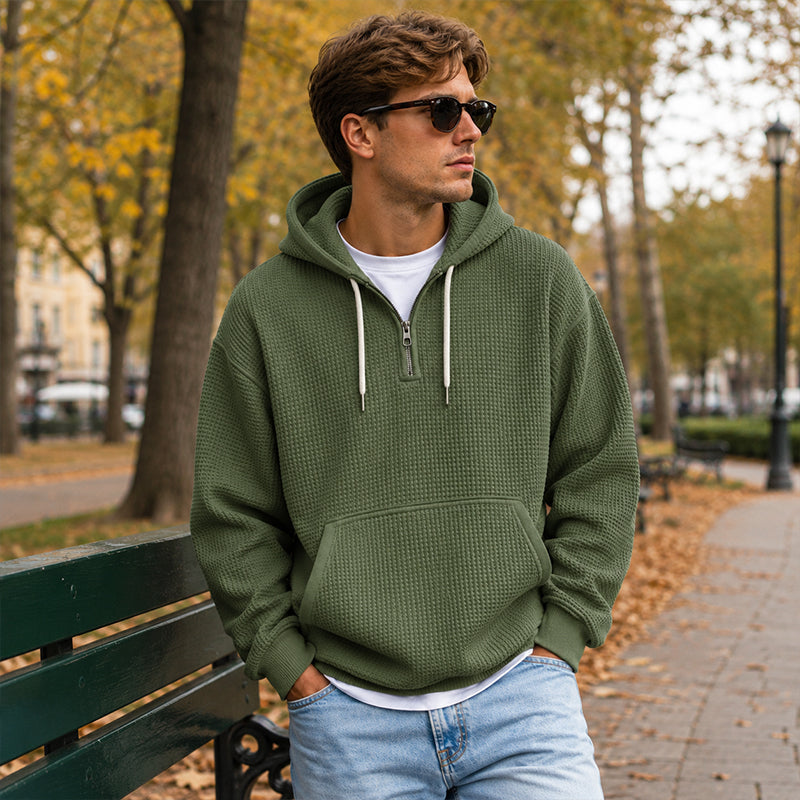 Eliashun | Hoodie en tricot pour hommes avec fermeture éclair courte