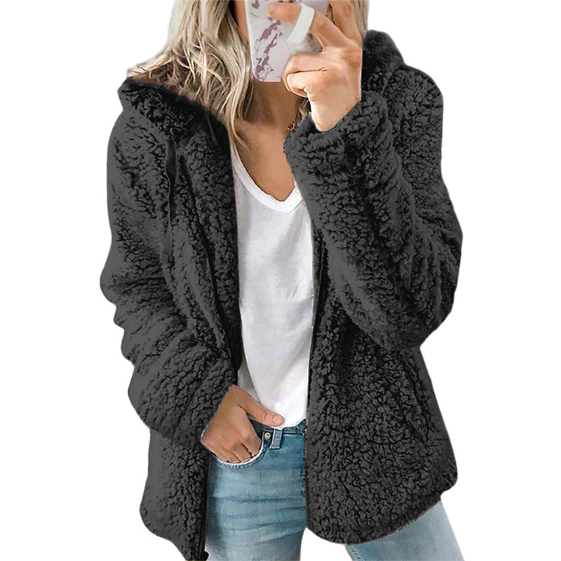 Velissa | Veste à capuche pour femmes, douce et moelleuse, avec fermeture éclair