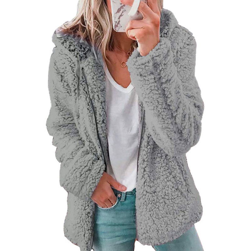 Velissa | Veste à capuche pour femmes, douce et moelleuse, avec fermeture éclair