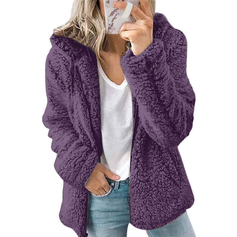 Velissa | Veste à capuche pour femmes, douce et moelleuse, avec fermeture éclair