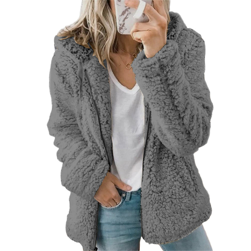 Velissa | Veste à capuche pour femmes, douce et moelleuse, avec fermeture éclair