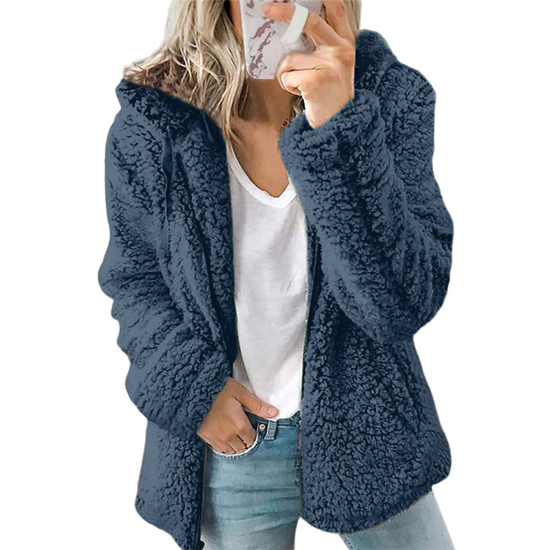 Velissa | Veste à capuche pour femmes, douce et moelleuse, avec fermeture éclair