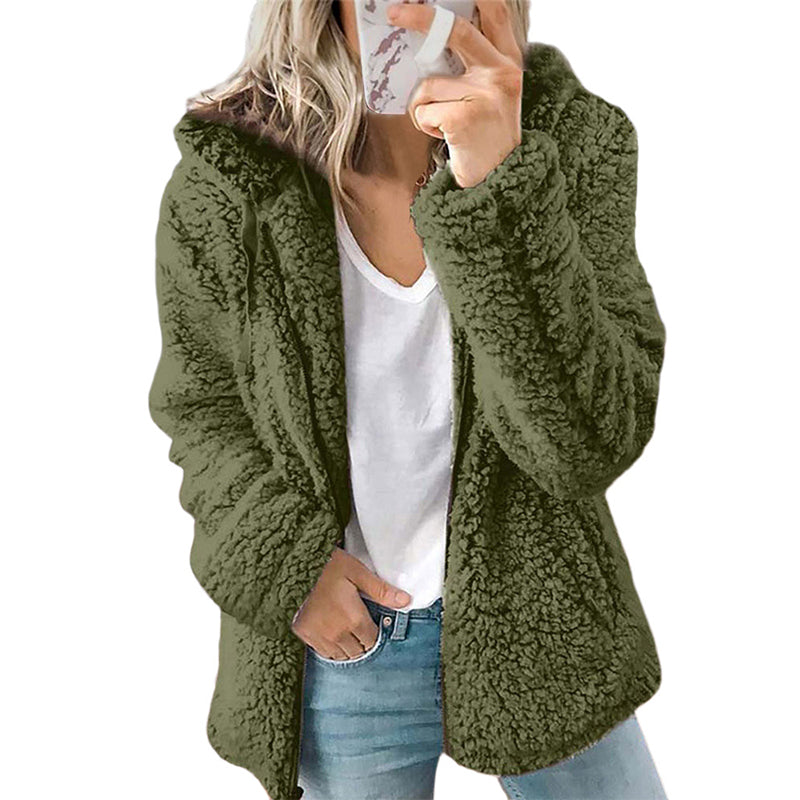 Velissa | Veste à capuche pour femmes, douce et moelleuse, avec fermeture éclair