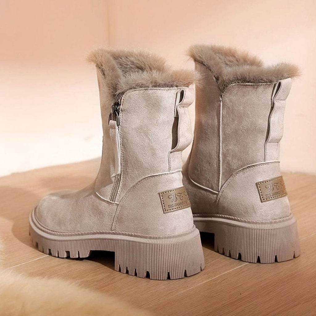 Marlene | Bottines Femme Bottes d'Hiver Doublées en Fourrure Synthétique à Talon Bloc