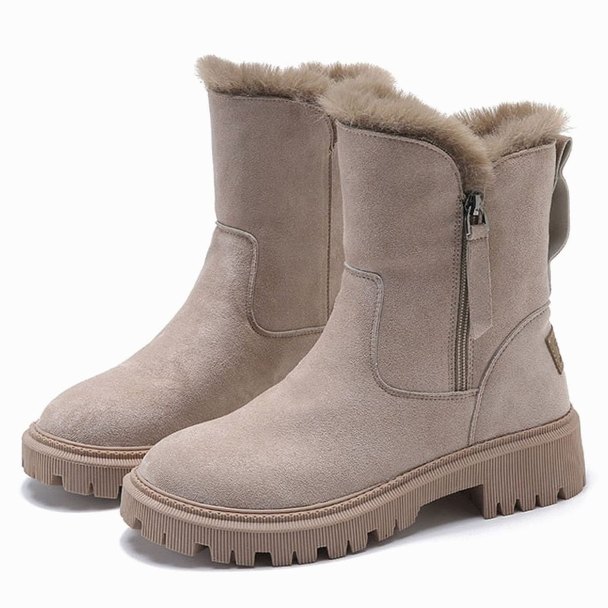 Marlene | Bottines Femme Bottes d'Hiver Doublées en Fourrure Synthétique à Talon Bloc