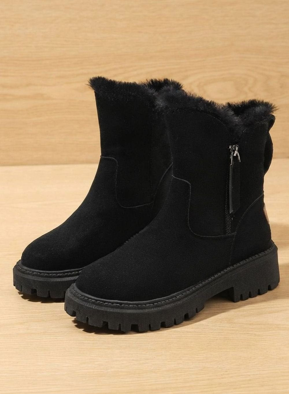 Marlene | Bottines Femme Bottes d'Hiver Doublées en Fourrure Synthétique à Talon Bloc