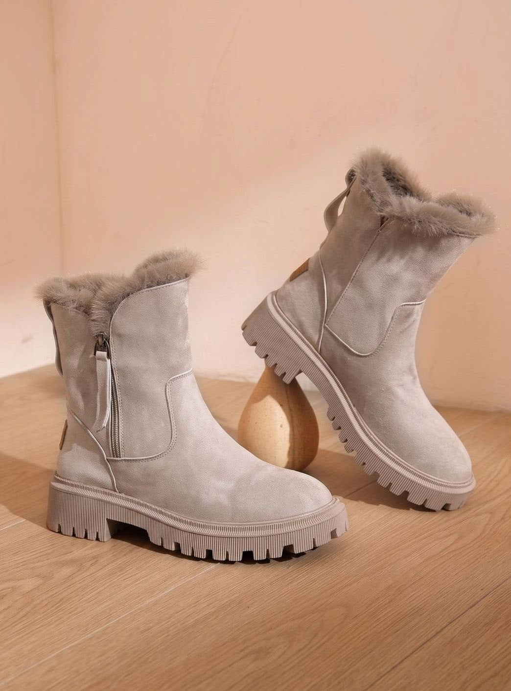 Marlene | Bottines Femme Bottes d'Hiver Doublées en Fourrure Synthétique à Talon Bloc