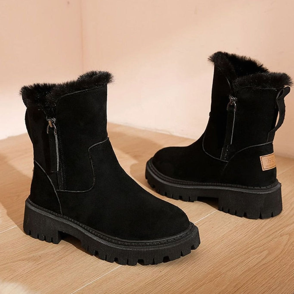 Marlene | Bottines Femme Bottes d'Hiver Doublées en Fourrure Synthétique à Talon Bloc