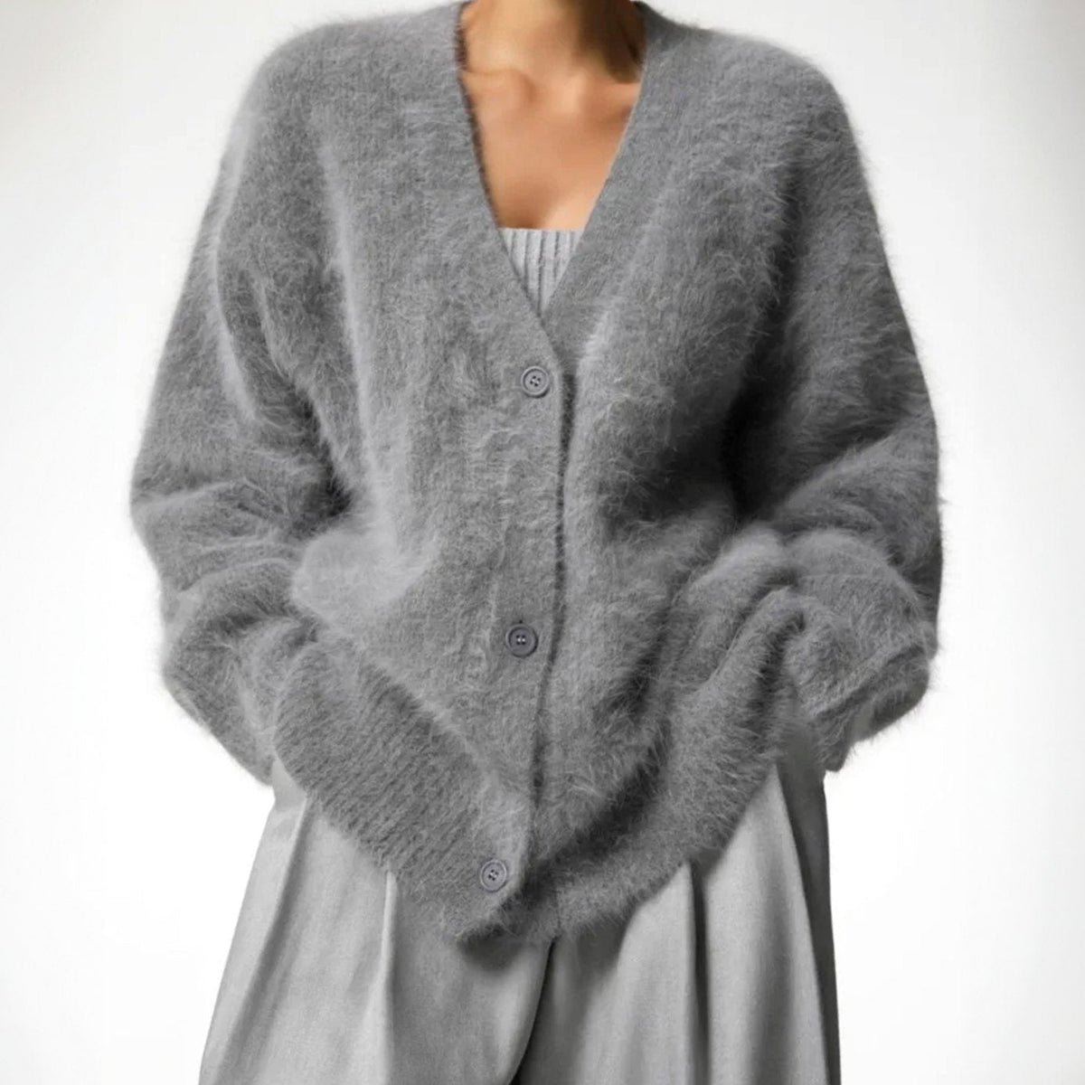 Mia | Gilet Femme Oversized Doux à Col V
