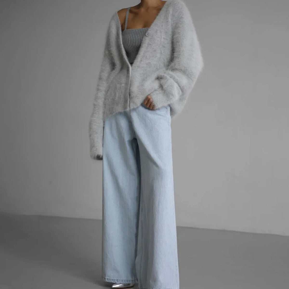 Mia | Gilet Femme Oversized Doux à Col V