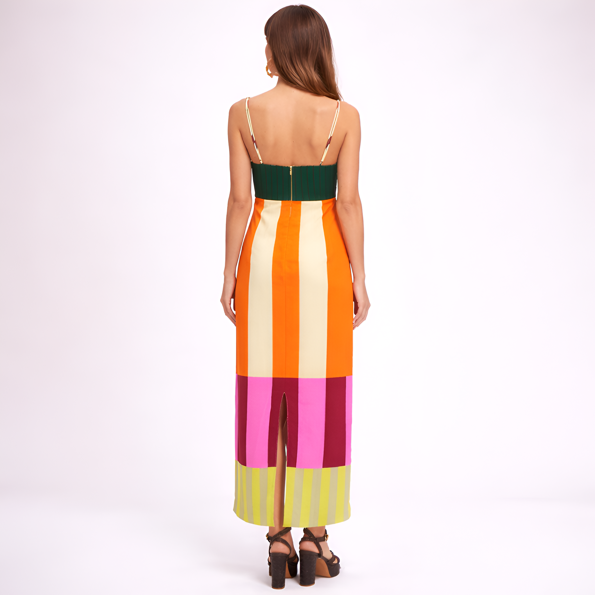 Caroline - Robe longue à rayures bohème